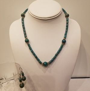 Turquoise necklace and earrings set